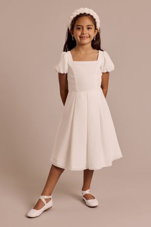 DB Studio Chiffon Puff Sleeve A-Line Flower Girl Dress
